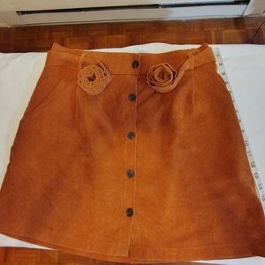 Burnt Orange Corduroy Mini Skirt measurements in picture